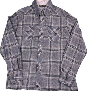 Vintage 70/80s wool plaid button front flannel men’s XL made in Korea